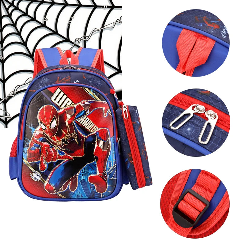Mochila Escolar Infantil com Estojo Homem Aranha Impermeável